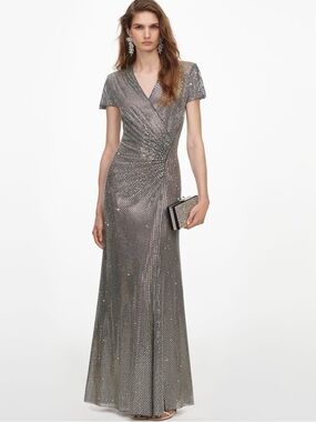 self-portrait floral sequined mesh maxi dress SELF-PORTRAIT Sequined Mesh Maxi Dress